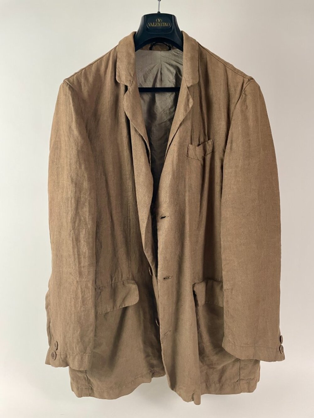 Ermenegildo Zegna Unstructured Linen Blazer Jacket, Coffee Brown, Size EU 50